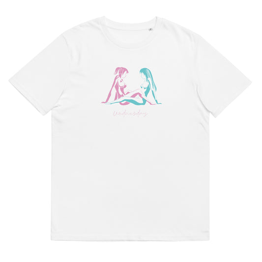 Unisex organic cotton t-shirt (LESS STRESS MORE SEX) Wednesday