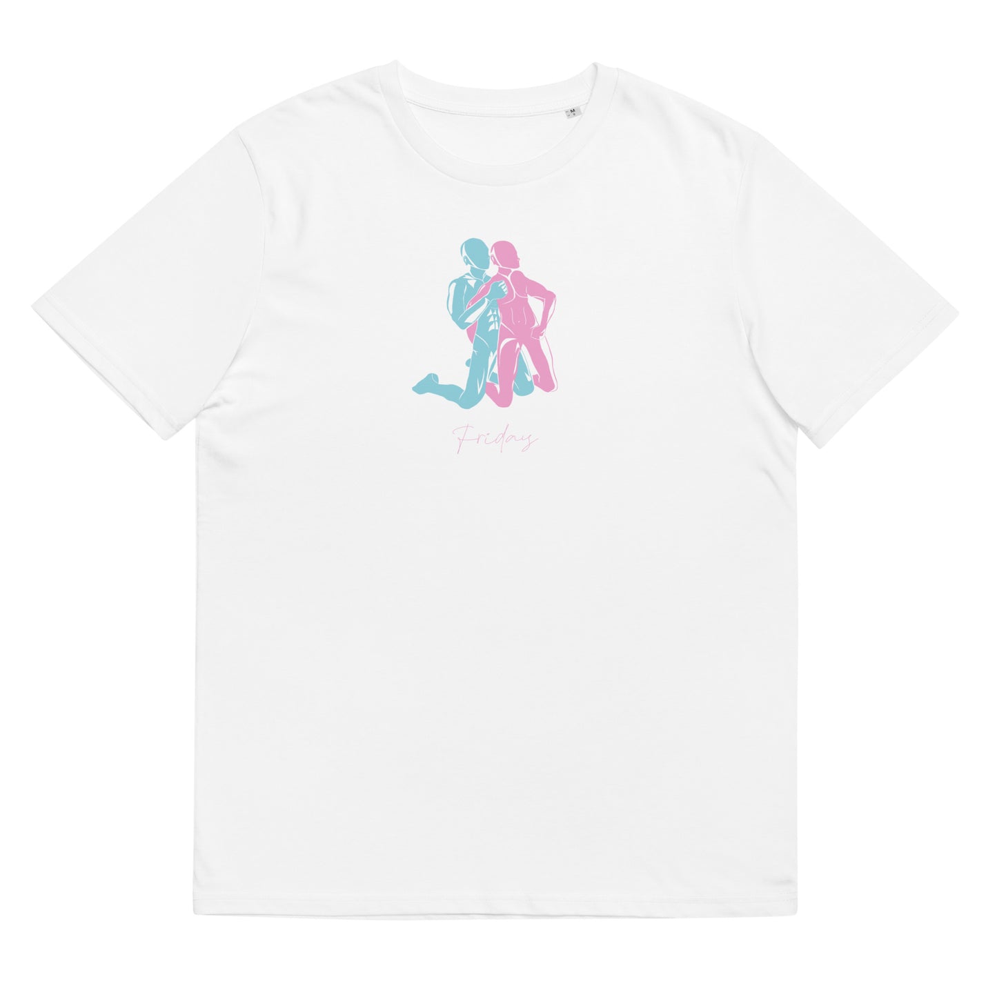 Unisex organic cotton t-shirt (LESS STRESS MORE SEX) Friday